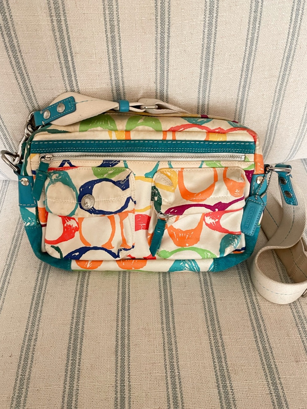 Coach Y2K Vintage Scribble Signature Rainbow Crossbody Bag Purse 8F41